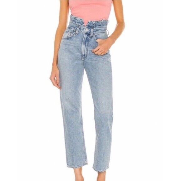 Agolde Denim - Agolde Lettuce Waistband High Rise Straight Leg Jeans Size 24